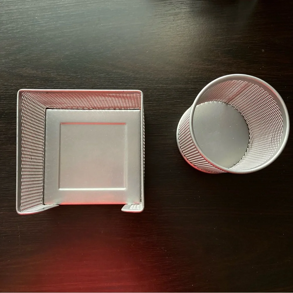 3-Piece Mesh Wire Desk Organizer Set Silver